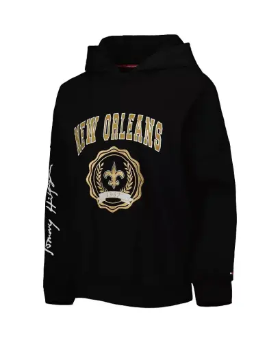 Women's Black New Orleans Saints Becca Drop Shoulder Pullover Hoodie - Black - 2