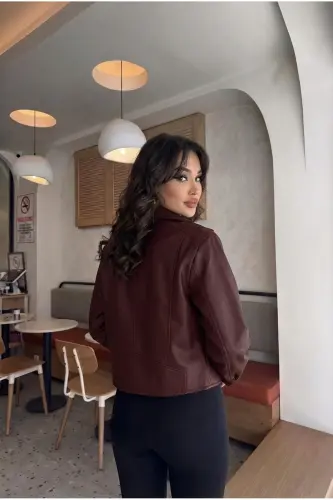 Kadın Siyah Oversize Deri Ceket-Bordoo - LALELI BUTIK (1)
