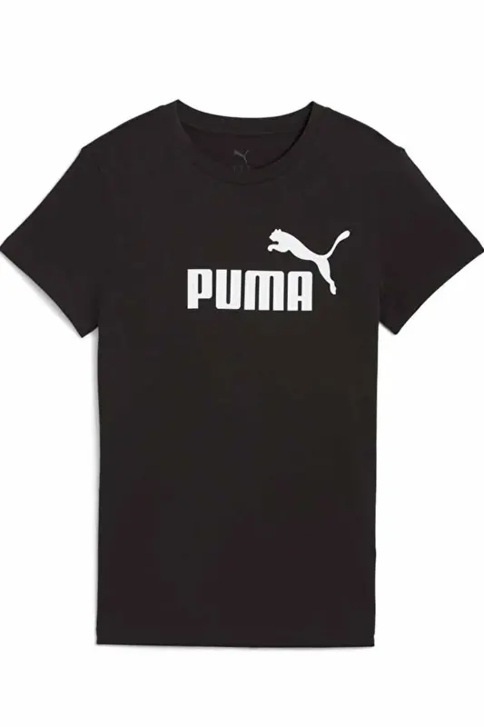 Kadın Siyah Pamuklu Tişört - Logo Baskılı Kısa Kollu Spor T-Shirt-Siyah - 3