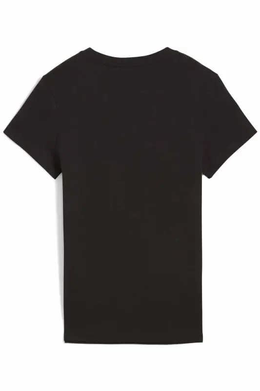 Kadın Siyah Pamuklu Tişört - Logo Baskılı Kısa Kollu Spor T-Shirt-Siyah - 5