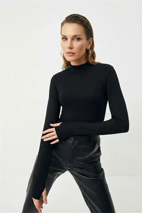 Kadın Siyah Parmak Detaylı Body 2'li Paket - 3