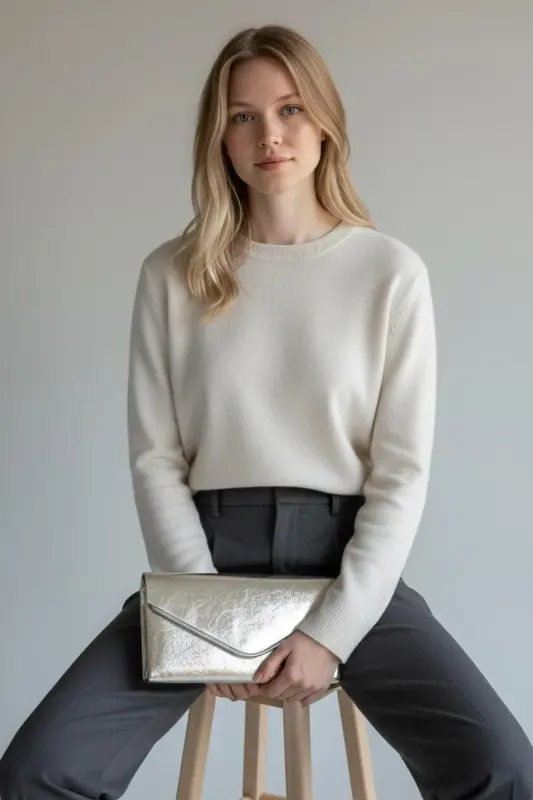 Kadın Siyah Rengi Portföy Çanta Zincirli-Altın - 3