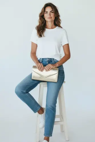 Kadın Siyah Rengi Portföy Çanta Zincirli-Altın - 5