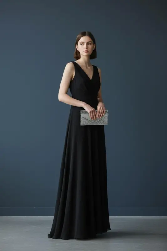 Kadın Siyah Rengi Portföy Çanta Zincirli-Platin Desenli - 2