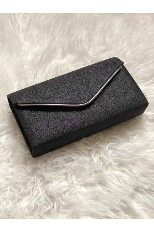 Kadın Siyah Rengi Portföy Simli Çanta-SİMLİ SİYAH - ARMISE GOLD