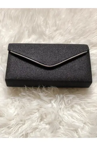 Kadın Siyah Rengi Portföy Simli Çanta-SİMLİ SİYAH - ARMISE GOLD (1)