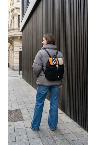 Kadın Siyah Sırt Çantası-SiyahAztek2 - 6