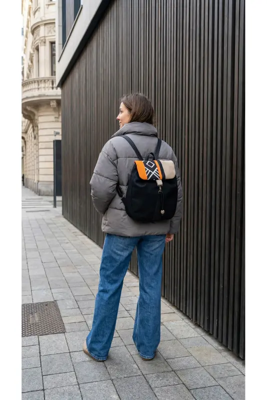 Kadın Siyah Sırt Çantası-SiyahAztek2 - 6