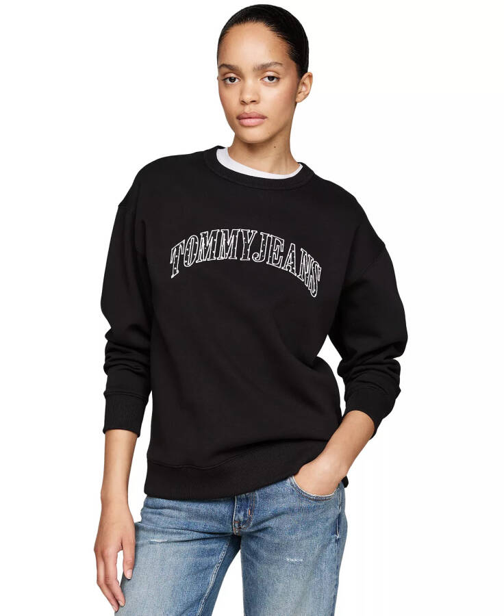 Kadın Siyah Stardust Varsity Crewneck Sweatshirt - 1