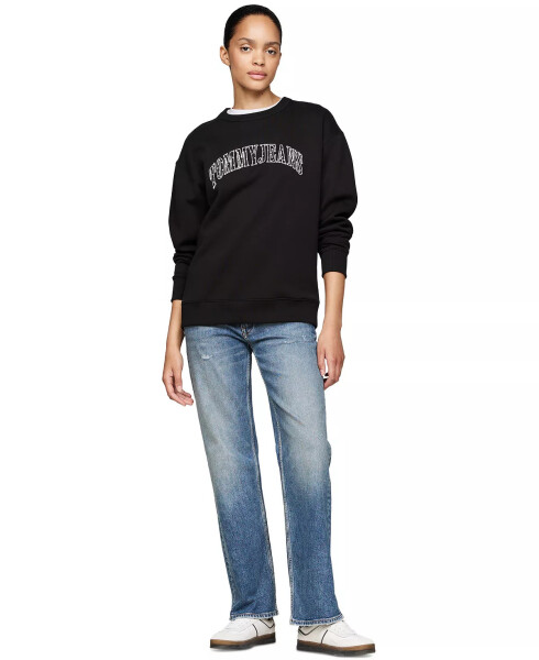 Kadın Siyah Stardust Varsity Crewneck Sweatshirt - 4