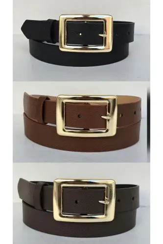 Kadın siyah-taba-kahve Gold Tokalı 3'lü set kemer-3'LÜ SET 