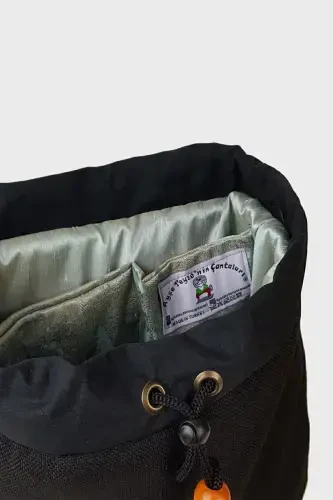 Kadın Siyah Turuncu El Yapımı Sırt Çantası-Siyah Sarı - 4