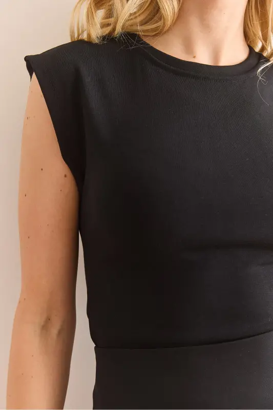 Kadın Siyah Yarasa Yumuşak Dokulu Esnek Bluz BLZ-19002877-Siyah - 5