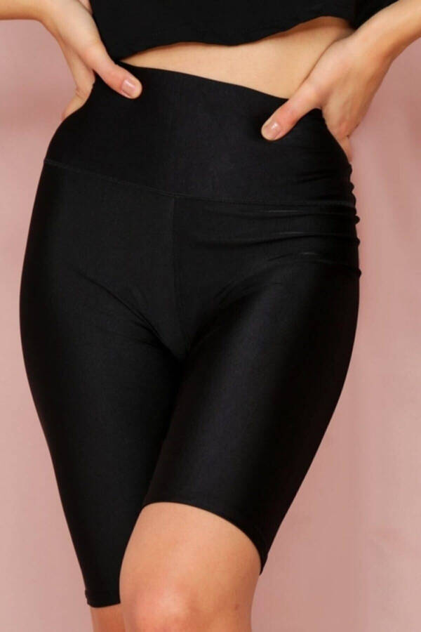 Kadın Siyah Yüksek Bel Toparlayıcı Şort-Siyah - 15