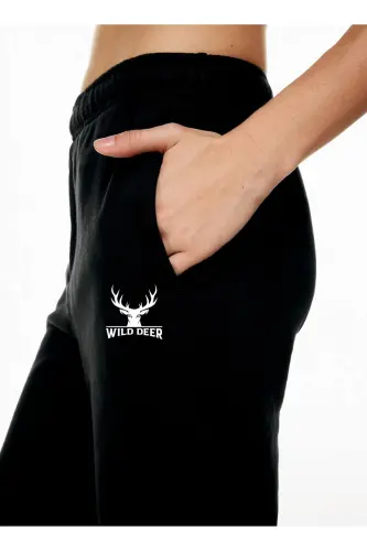 Kadın Siyah Yüksek Belli Jogger Eşofman Altı - blackcompass - 3