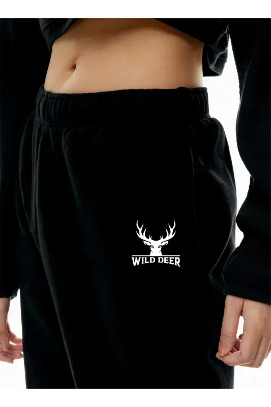 Kadın Siyah Yüksek Belli Jogger Eşofman Altı - blackcompass - 7
