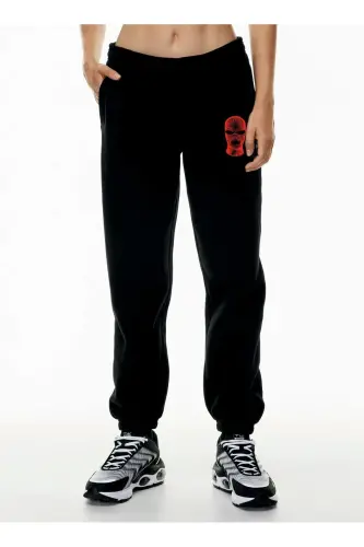 Kadın Siyah Yüksek Belli Jogger Eşofman Altı-blackmask - 5