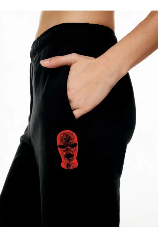 Kadın Siyah Yüksek Belli Jogger Eşofman Altı - blackmask - 4