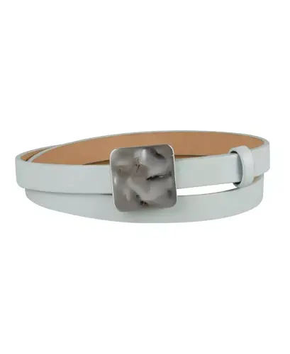 Women's Skinny Hammered Plaque Buckle Belt-Green 
