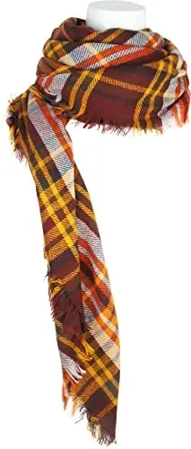 VIVIAN & VINCENT Plaid Fall Winter Blanket Scarf for Women | Oversized square wrap, soft tartan styling, cozy layering, shawl or poncho wear, seasonal gifts - 5