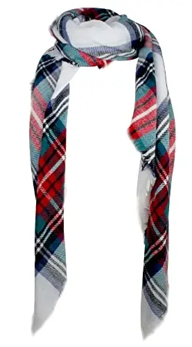 VIVIAN & VINCENT Plaid Fall Winter Blanket Scarf for Women | Oversized square wrap, soft tartan styling, cozy layering, shawl or poncho wear, seasonal gifts - 4