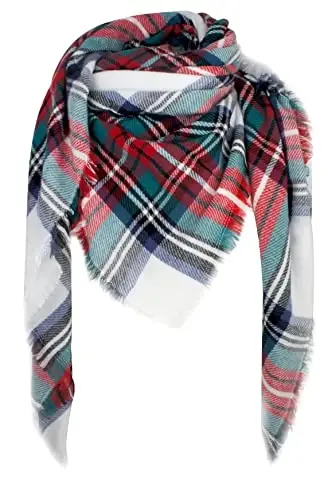 VIVIAN & VINCENT Plaid Fall Winter Blanket Scarf for Women | Oversized square wrap, soft tartan styling, cozy layering, shawl or poncho wear, seasonal gifts - 6