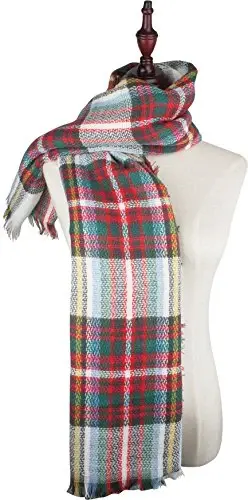 VIVIAN & VINCENT Women's Fall Winter Scarf Classic Tassel Plaid Tartan Warm Soft Chunky Large Blanket Wrap Shawl Scarves - 3