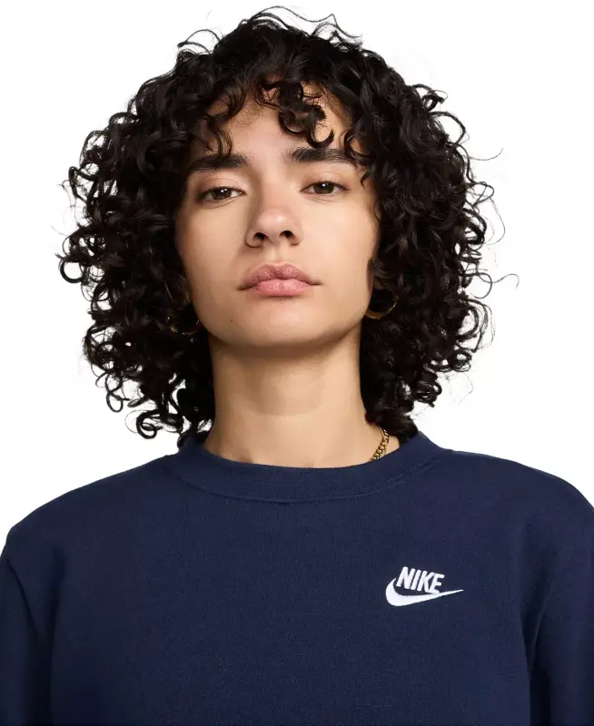 Women's Sportswear Club Fleece Crewneck Sweatshirt - Dark Grey Heather/white - 7