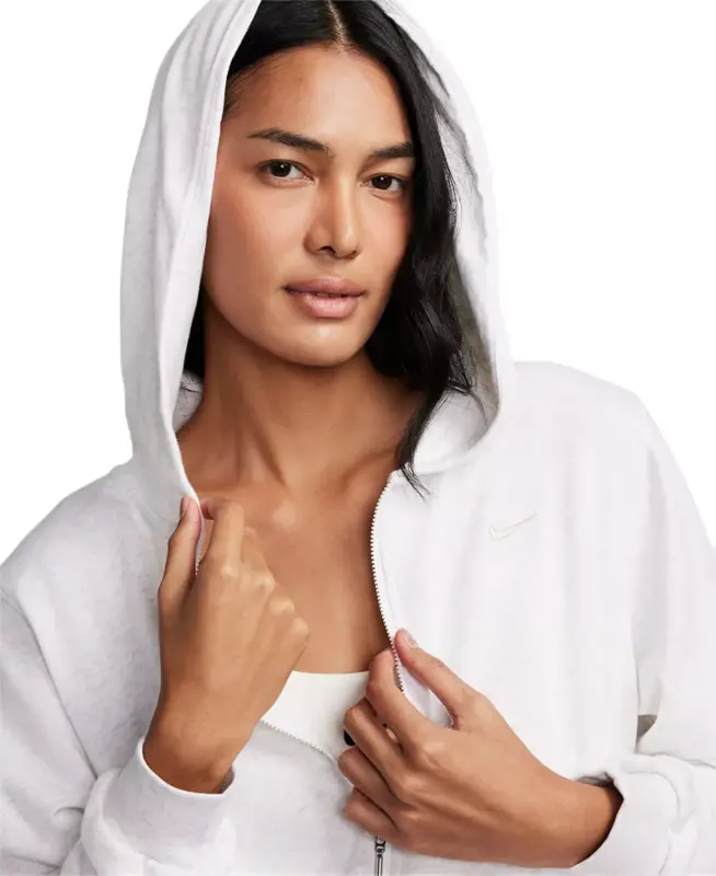 Women's Sportswear Chill Terry Loose-Fit Full-Zip French-Terry Hoodie - Birch Heather/lt Orewood Brn - 3