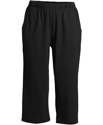 Women's Sport Knit High Rise Elastic Waist Capri Pants - Black - 4
