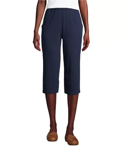 Women's Sport Knit High Rise Elastic Waist Capri Pants - Radiant navy - 1