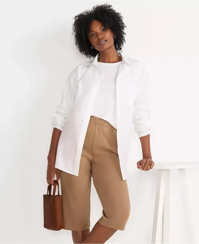 Women's Sport Knit High Rise Elastic Waist Capri Pants - Rich camel - 4