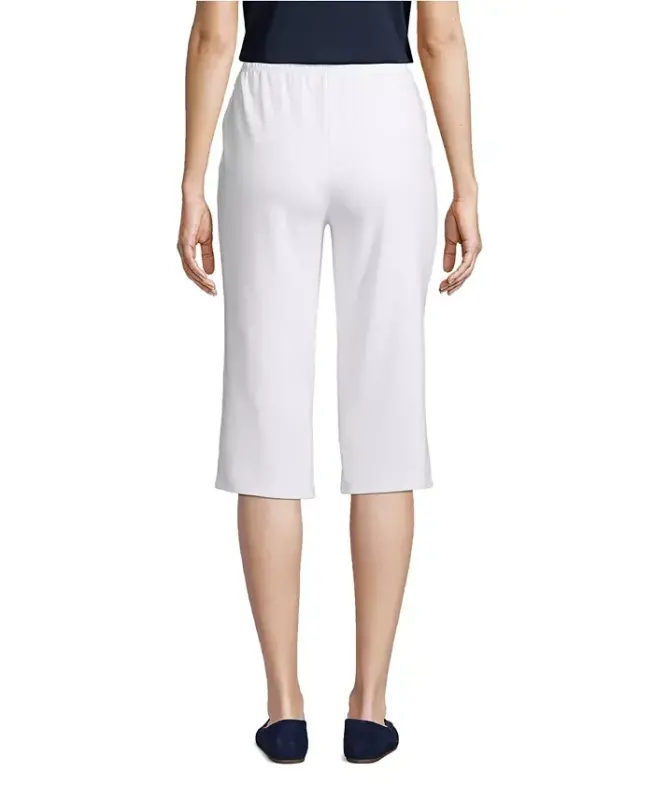 Women's Sport Knit High Rise Elastic Waist Capri Pants - White - 2