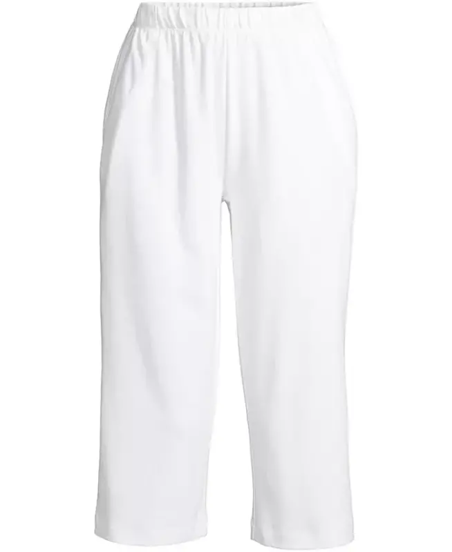 Women's Sport Knit High Rise Elastic Waist Capri Pants - White - 4