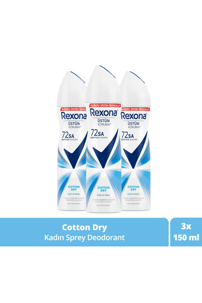 Kadın Sprey Deodorant Cotton Dry 72 Saat Kesintisiz Üstün Koruma 150 Mlx3 - 17