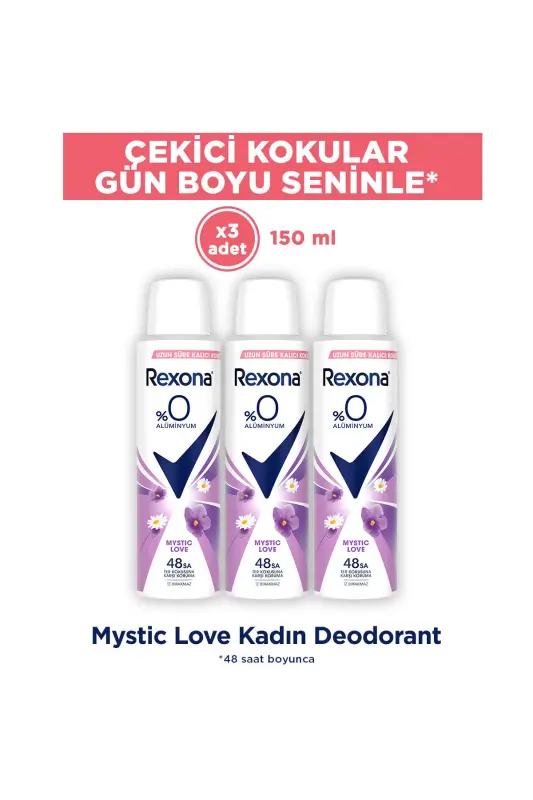 Kadın Sprey Deodorant Mystic Love %0 Alüminyum 150 ml x3 - 1