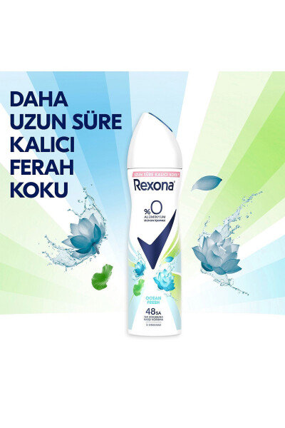 Kadın Sprey Deodorant Ocean Fresh %0 Alüminyum 48 Saat Ter Kokusuna Karşı Koruma 150 Ml X3 - 3