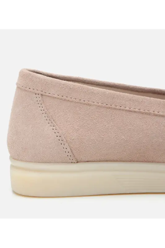 Kadın Süet Deri Bej Püsküllü Günlük Loafer-BEJ - 4