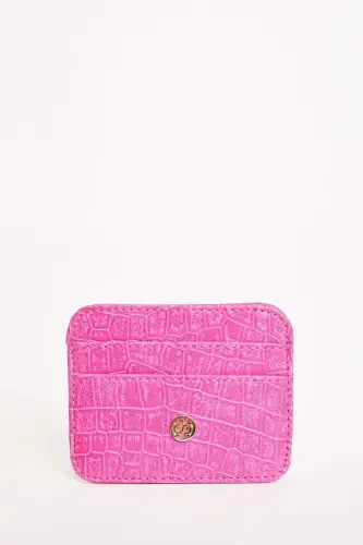 Kadın Suni Deri Croco Kartlık W2526AZNS-Pembe - 1