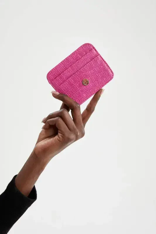 Kadın Suni Deri Croco Kartlık W2526AZNS-Pembe - 2