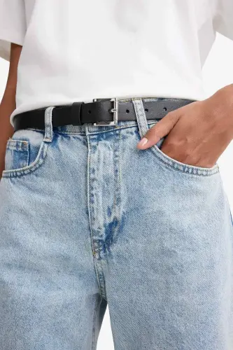 Kadın Suni Deri Jean Kemeri-Siyah - DEFACTO (1)