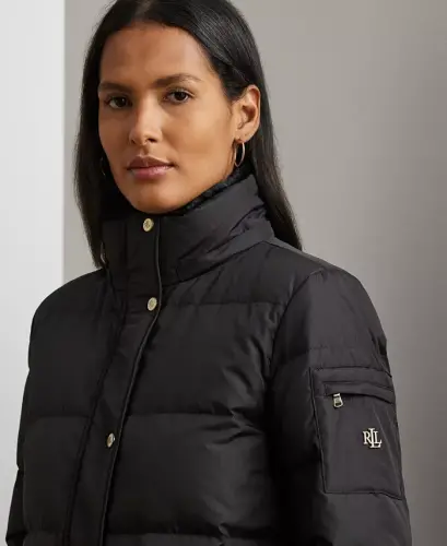 Women's Faux-Fur Hooded Puffer Coat-Black - 3