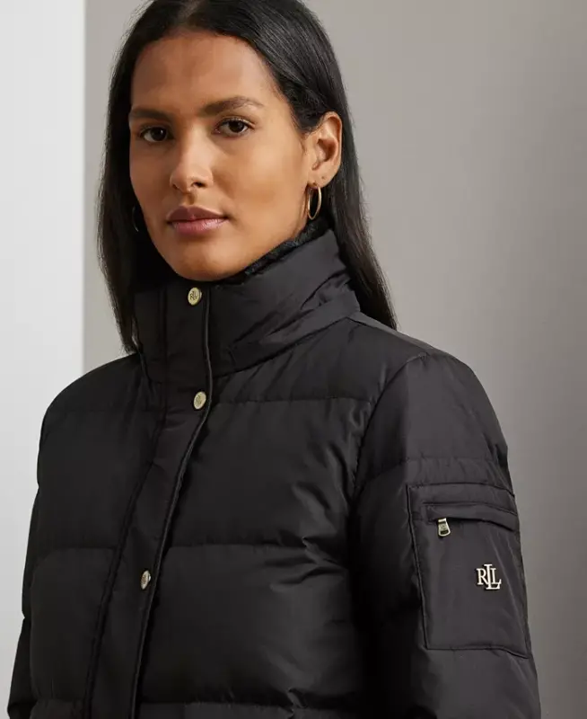 Women's Faux-Fur Hooded Puffer Coat - Black - 3