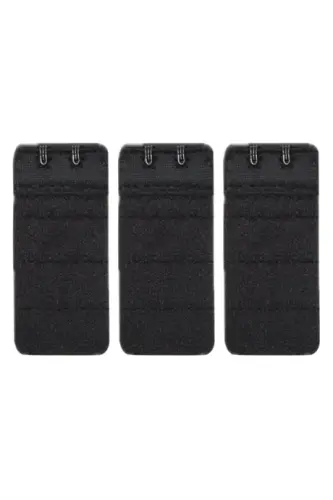 Kadın Sütyen Uzatma Agrafı 2 Kancalı Kopça Siyah 3'lü Paket - 2