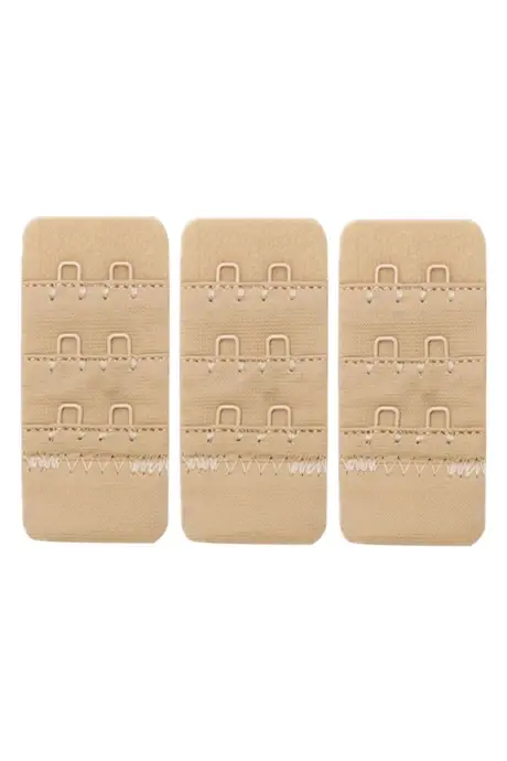 Kadın Sütyen Uzatma Agrafı 2 Kancalı Kopça Ten Rengi 3'lü Paket - 1