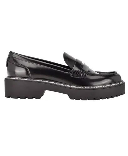 Women's Suzie Casual Lug Sole Loafers-Black Faux Leather - CALVIN KLEIN (1)