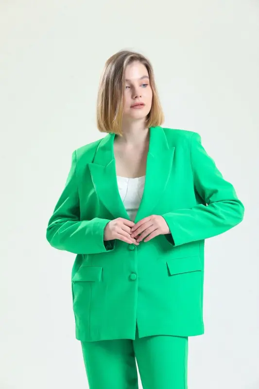 Kadın Takım Elbise Ceket Ve Pantolon | TK34239 A.Yeşil-A.yeşil - 3