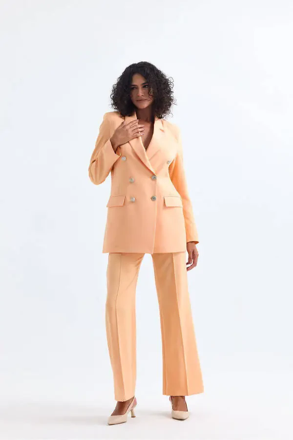 Kadın Takım Elbise Ceket Ve Pantolon | TK34239 Somon-Somon - 31