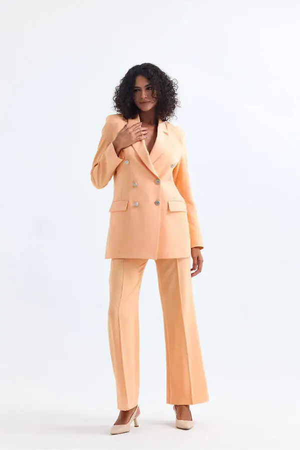 Kadın Takım Elbise Ceket Ve Pantolon | TK34239 Somon-Somon - 24