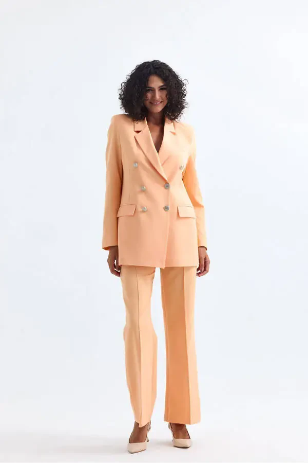 Kadın Takım Elbise Ceket Ve Pantolon | TK34239 Somon-Somon - 13